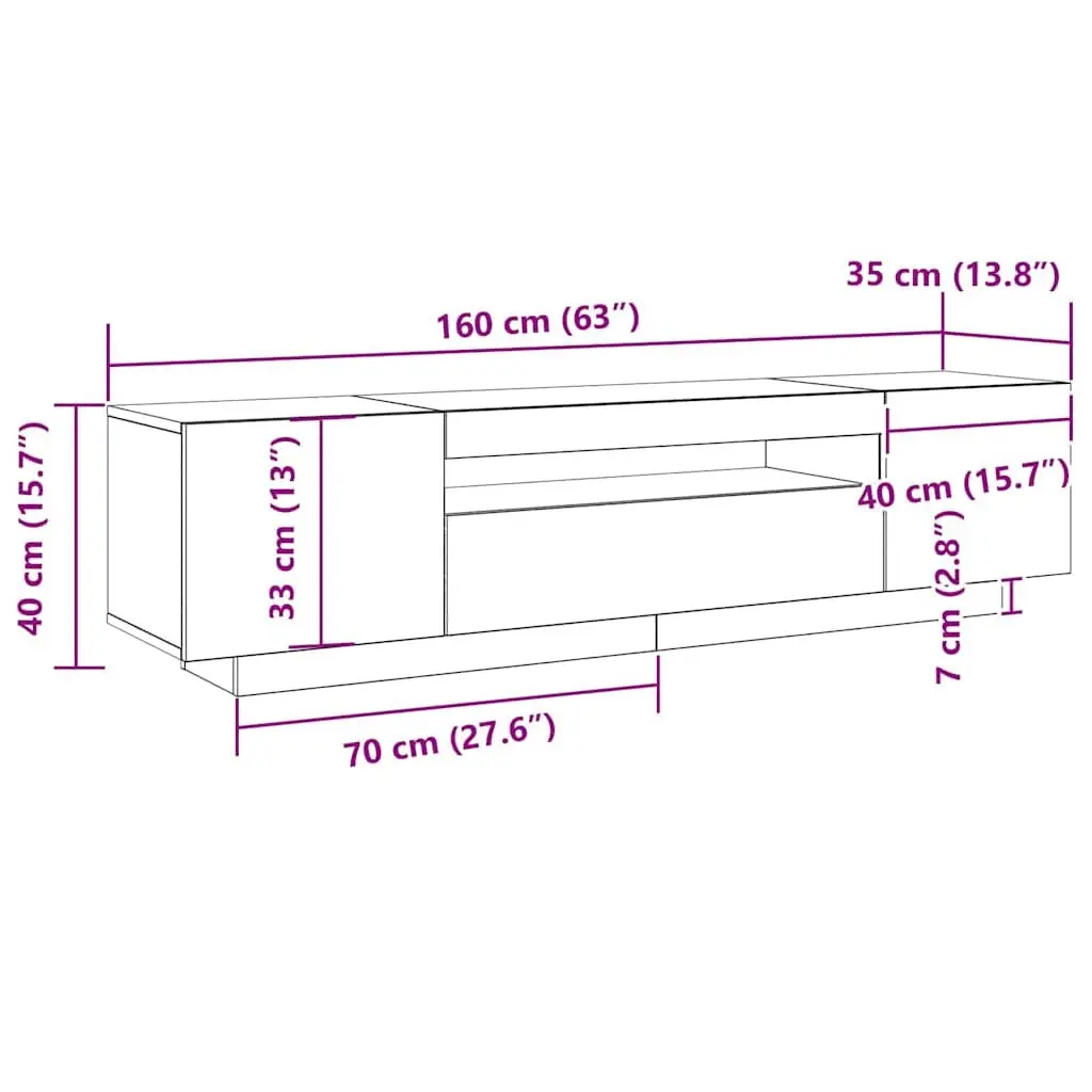 TV Cabinet Engineered Wood 160x35x40cm Black