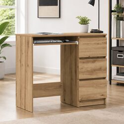 Brown Office Desk 90x45x76cm with 3 Spacious Drawers