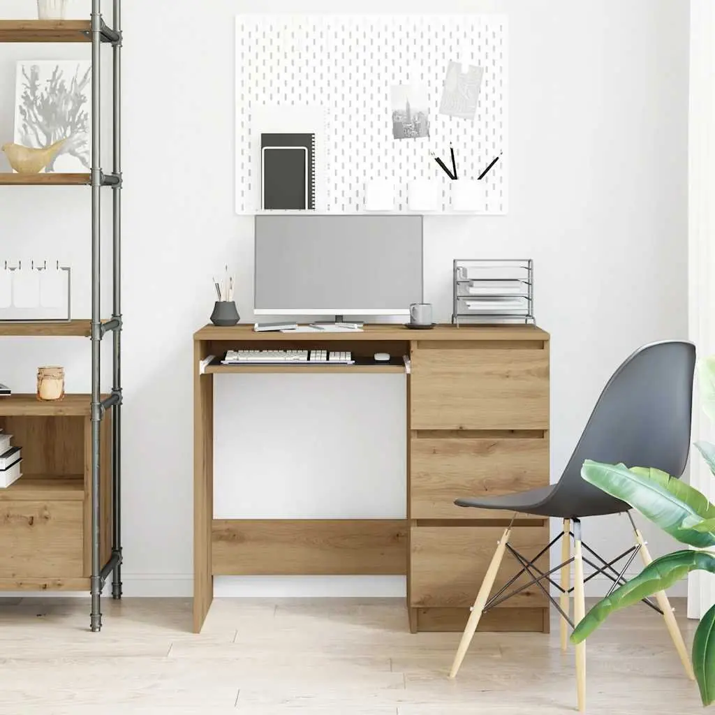 Office Desk Engineered Wood 90x45x76cm Brown
