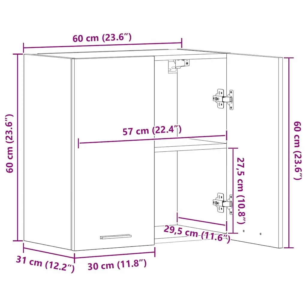 Kitchen Cabinet Engineered Wood 60x31x60cm Grey