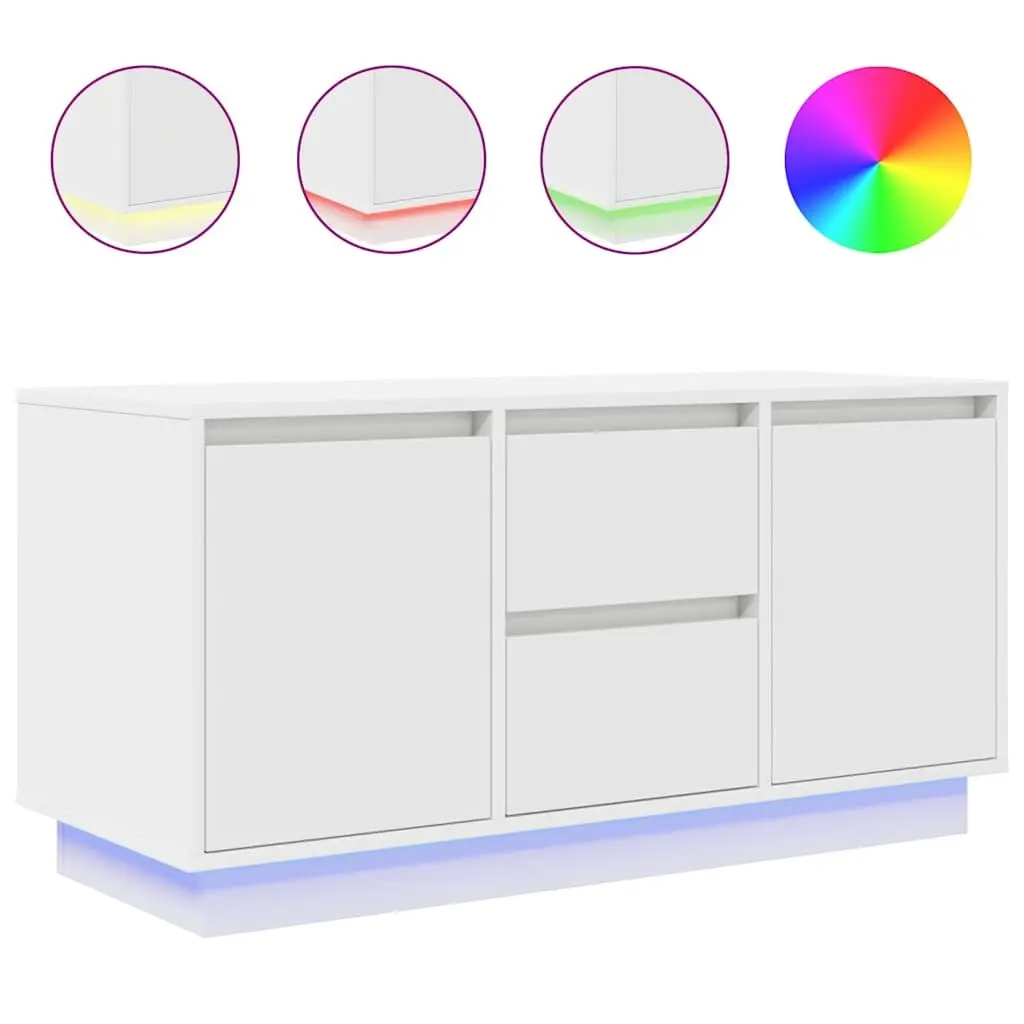 TV Cabinet Engineered Wood 100 x 41 x 50 cm White with RGB LED Lights
