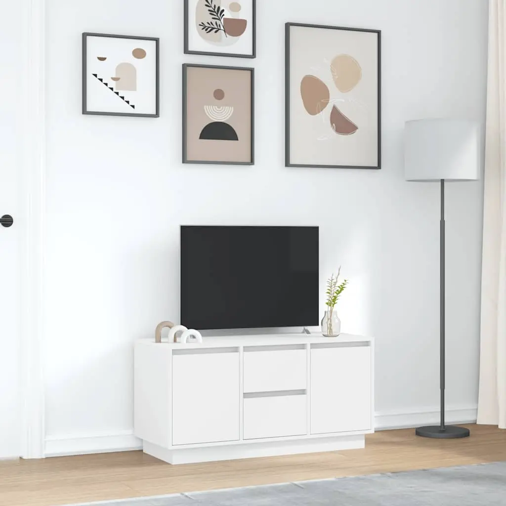 TV Cabinet Engineered Wood 100 x 41 x 50 cm White with RGB LED Lights