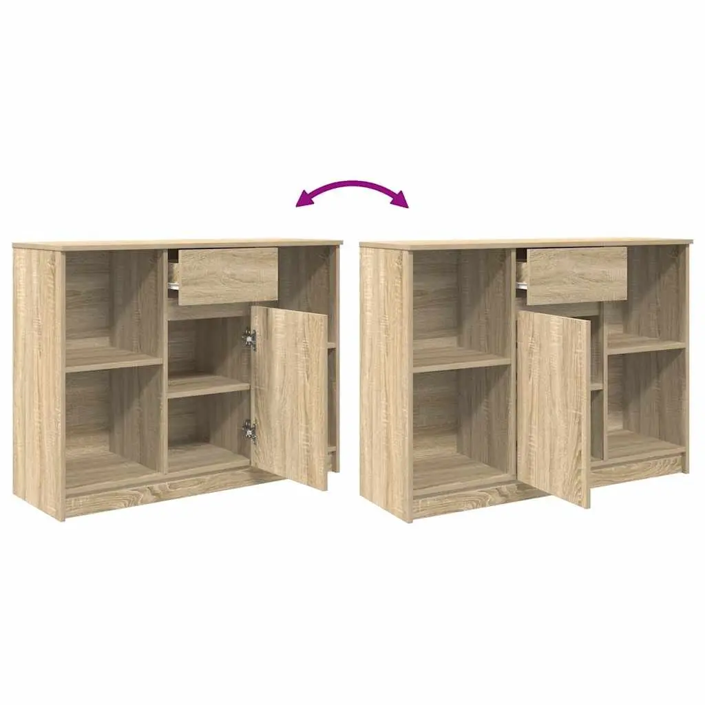 Brown Engineered Wood Sideboard Cabinet with Drawer