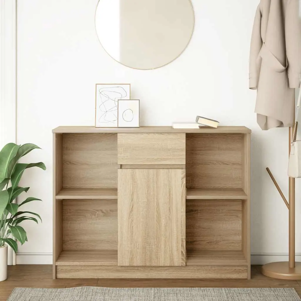 Brown Engineered Wood Sideboard Cabinet with Drawer