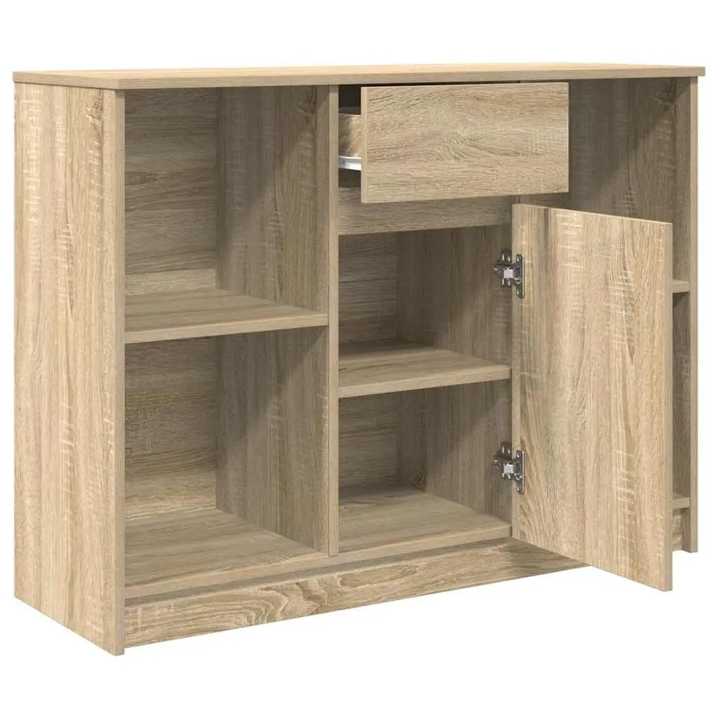 Brown Engineered Wood Sideboard Cabinet with Drawer