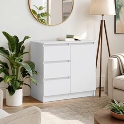 High-Quality White Engineered Wood Sideboard Storage Cabinet
