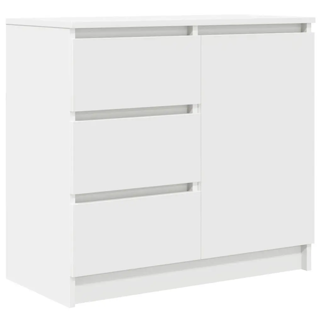 White Engineered Wood Sideboard Storage Cabinet