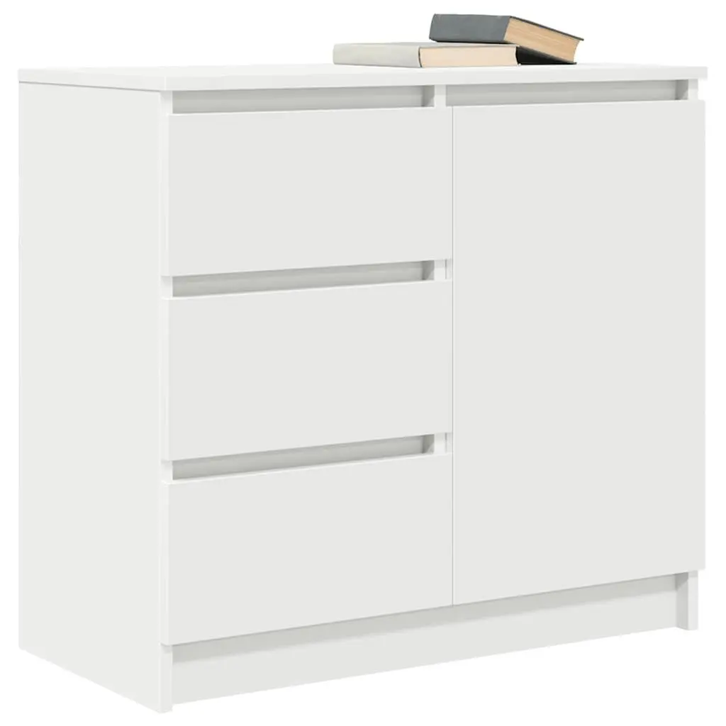 White Engineered Wood Sideboard Storage Cabinet
