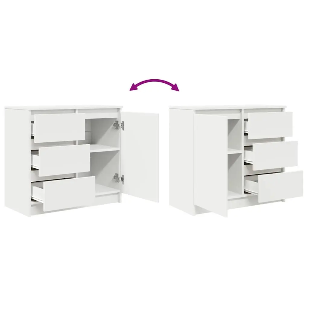 White Engineered Wood Sideboard Storage Cabinet