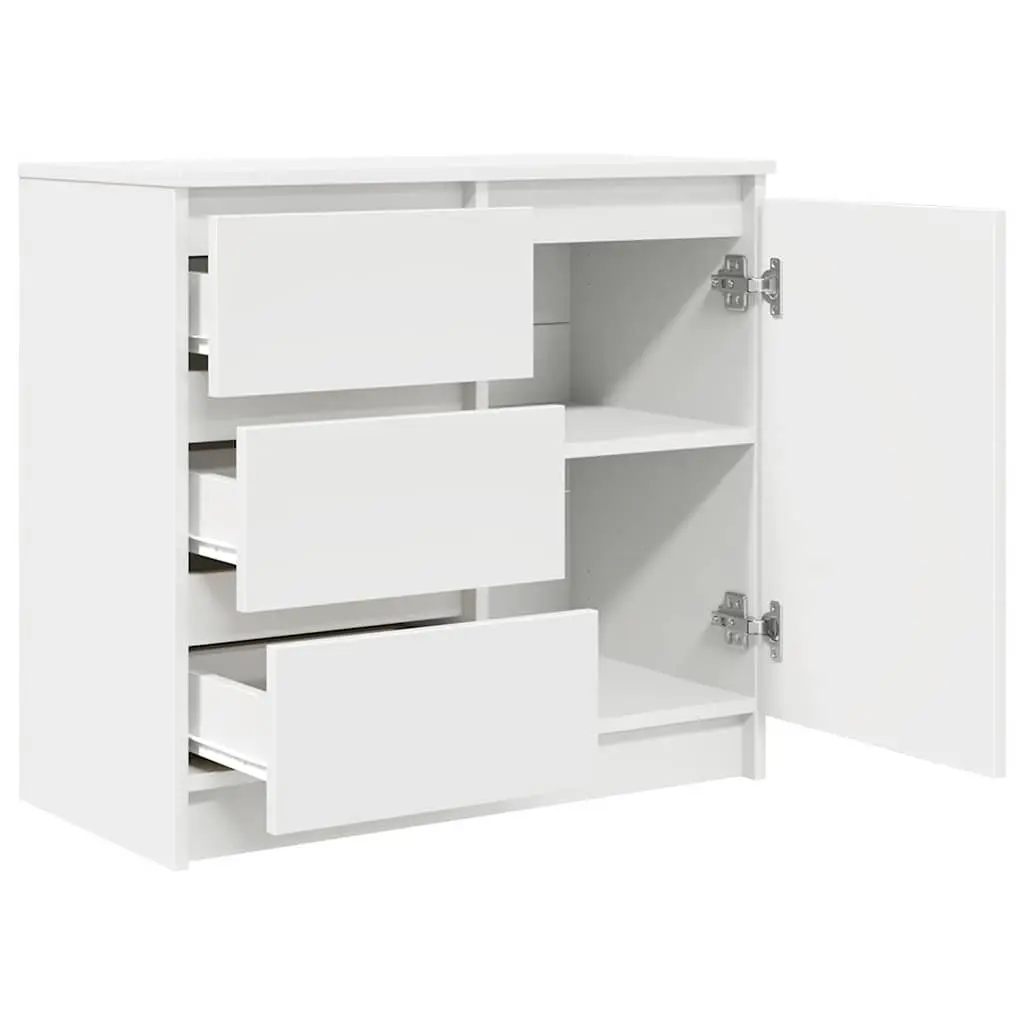 White Engineered Wood Sideboard Storage Cabinet