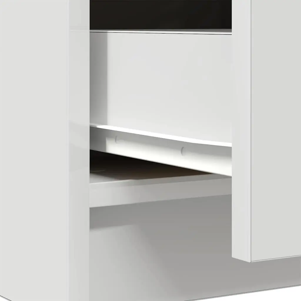 White Engineered Wood Sideboard Storage Cabinet