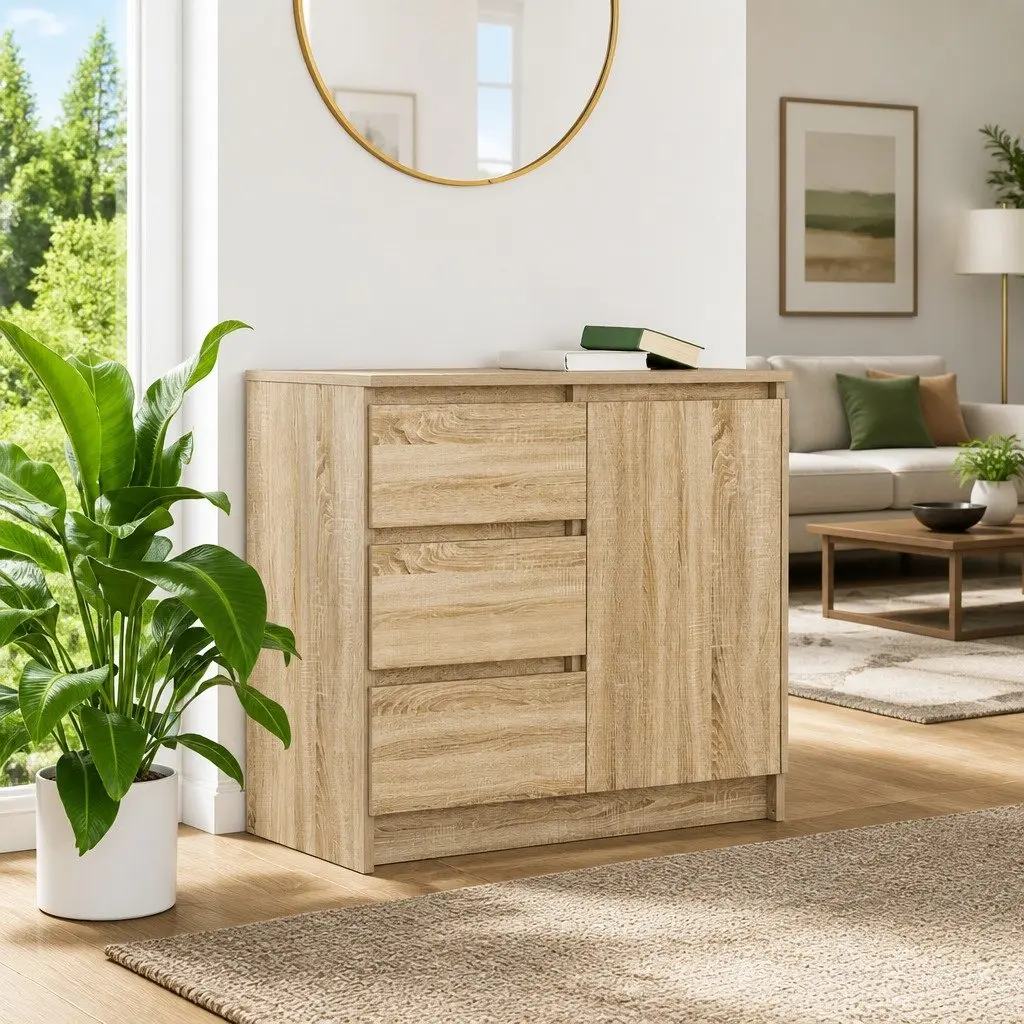 Brown Engineered Wood Sideboard with Ample Storage