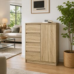 Stylish Brown Sideboard Storage Cabinet with Drawers