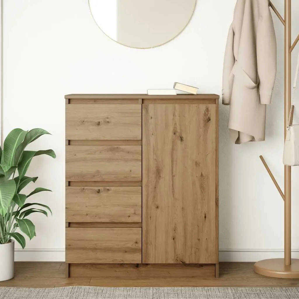 Brown Storage Sideboard with Drawers and Door