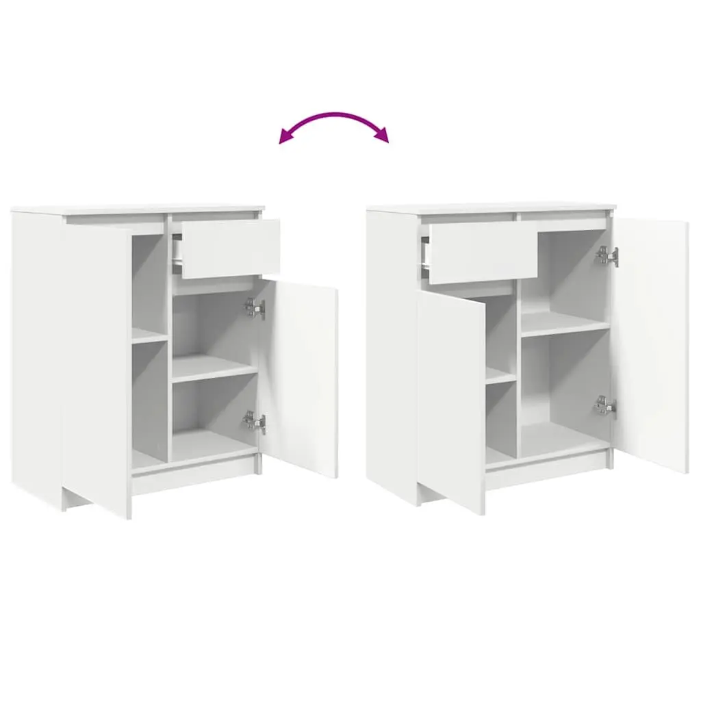 White Sideboard Storage Cabinet with Drawers