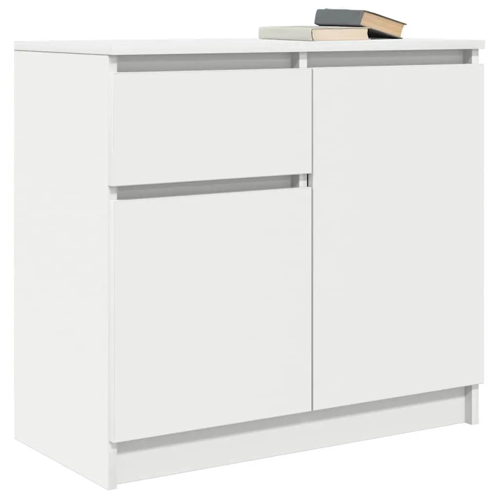 White Sideboard Storage Cabinet with Drawer Doors Shelf Engineered Wood