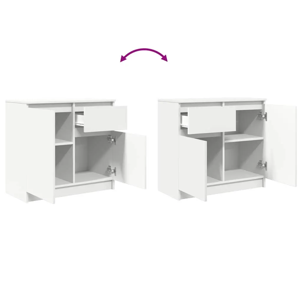 White Sideboard Storage Cabinet with Drawer Doors Shelf Engineered Wood
