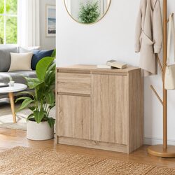 Sideboard with Drawer Brown Engineered Wood Storage Cabinet Living Room