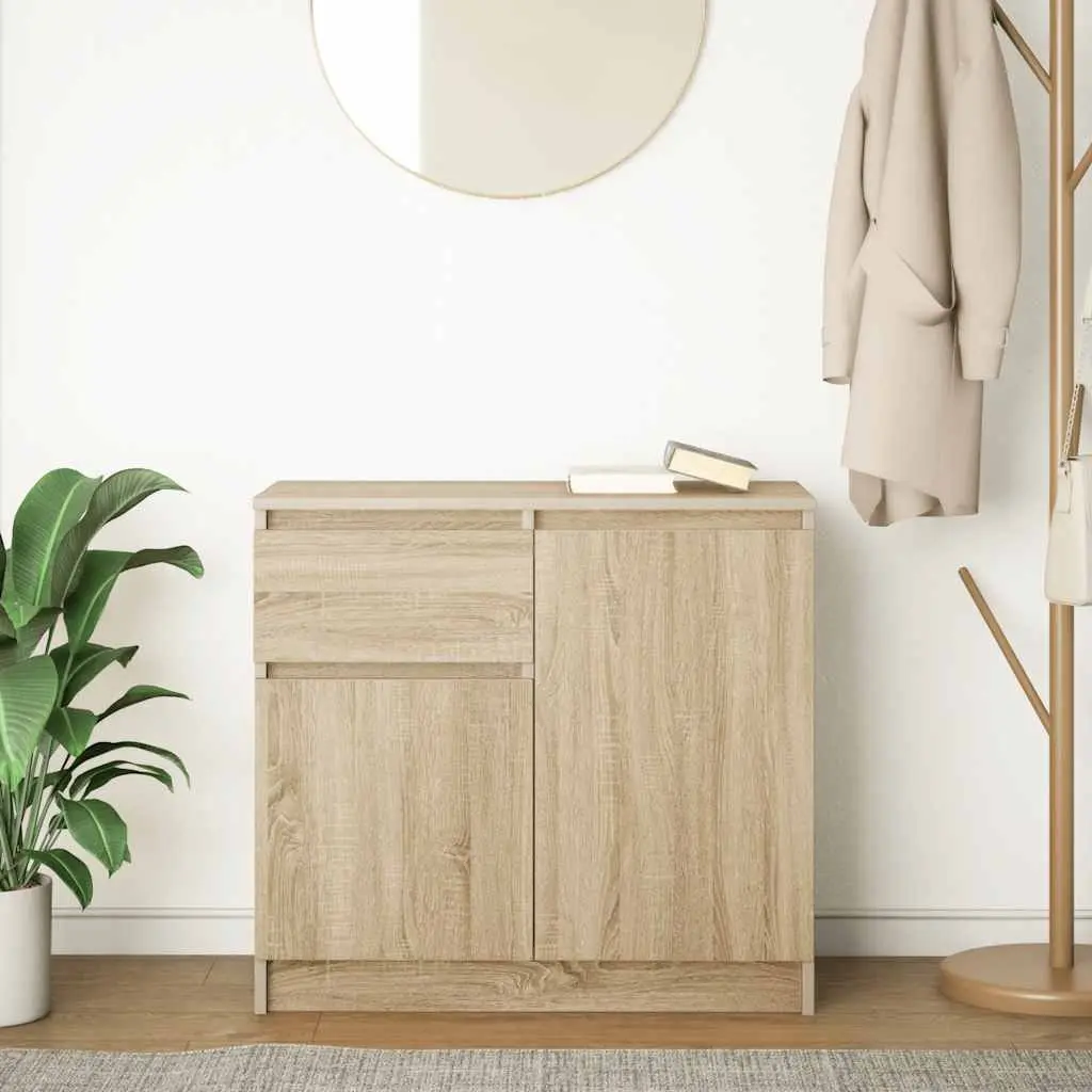 Brown Engineered Wood Sideboard with Drawer