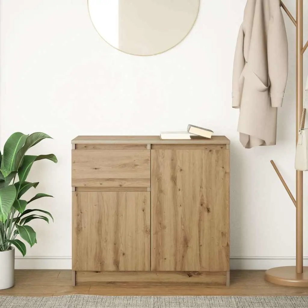 Brown Engineered Wood Sideboard with Drawer