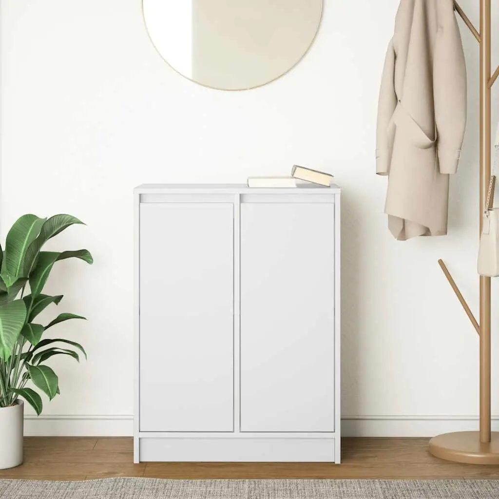 White Engineered Wood Sideboard for Storage