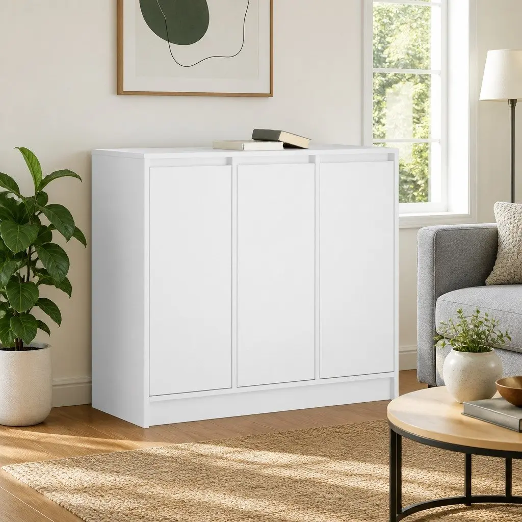 White Sideboard Cabinet 85x34x76cm for Storage