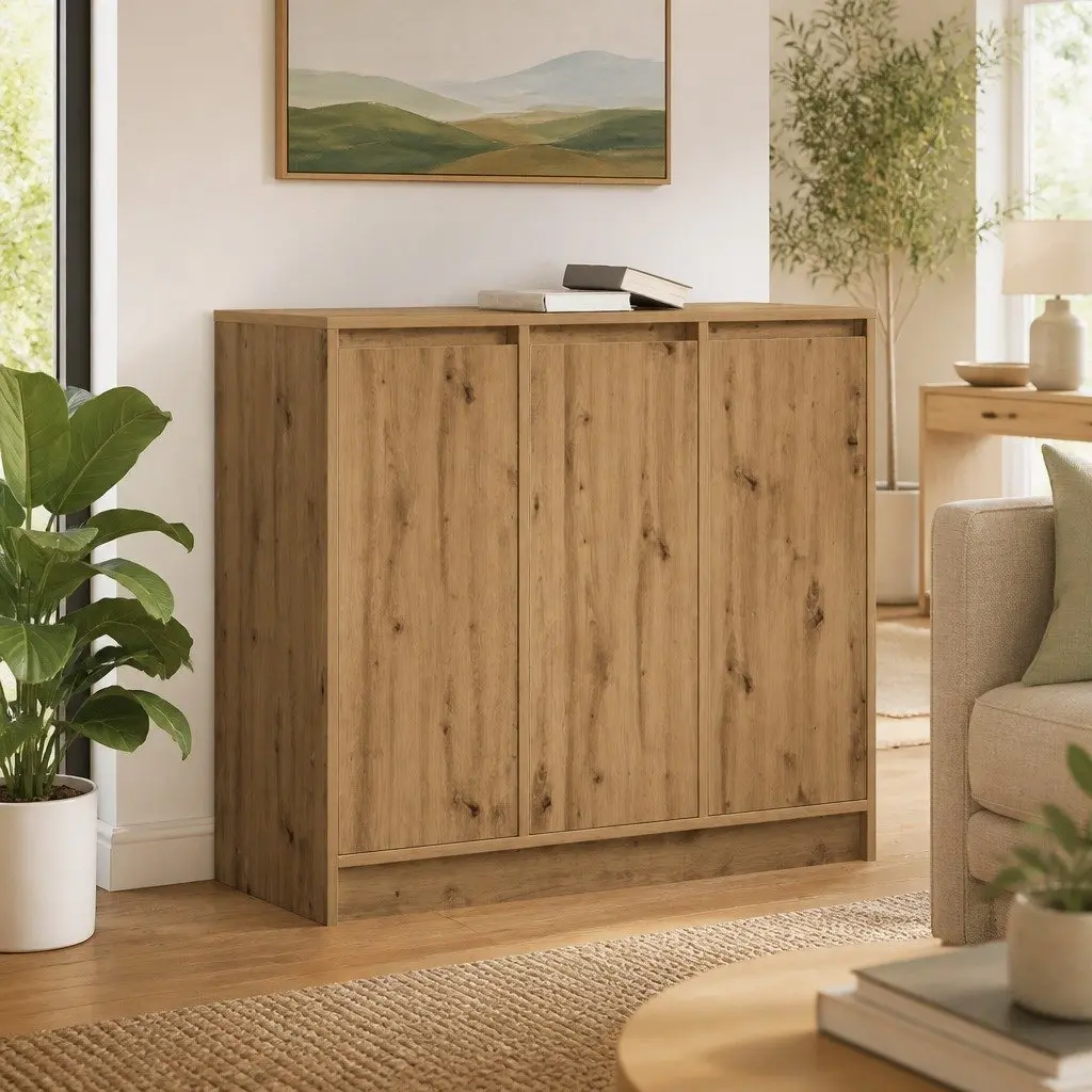 Artisan Oak Brown Sideboard Buffet Cabinet Storage
