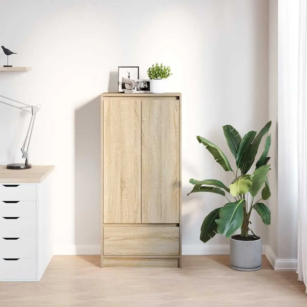 Brown Engineered Wood Storage Cabinet with Drawer