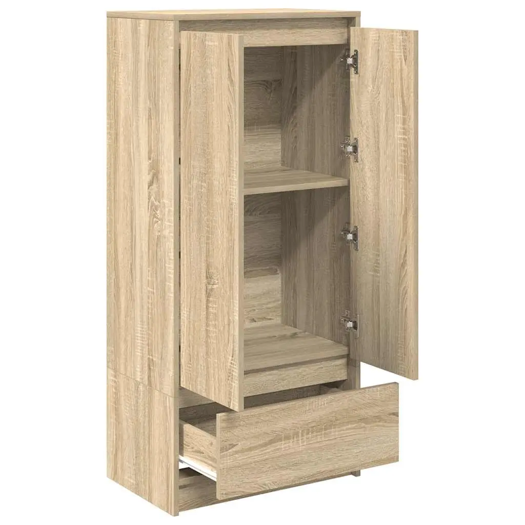Brown Engineered Wood Storage Cabinet with Drawer