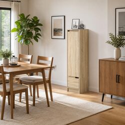 Sturdy Highboard Storage Cabinet in Brown Engineered Wood