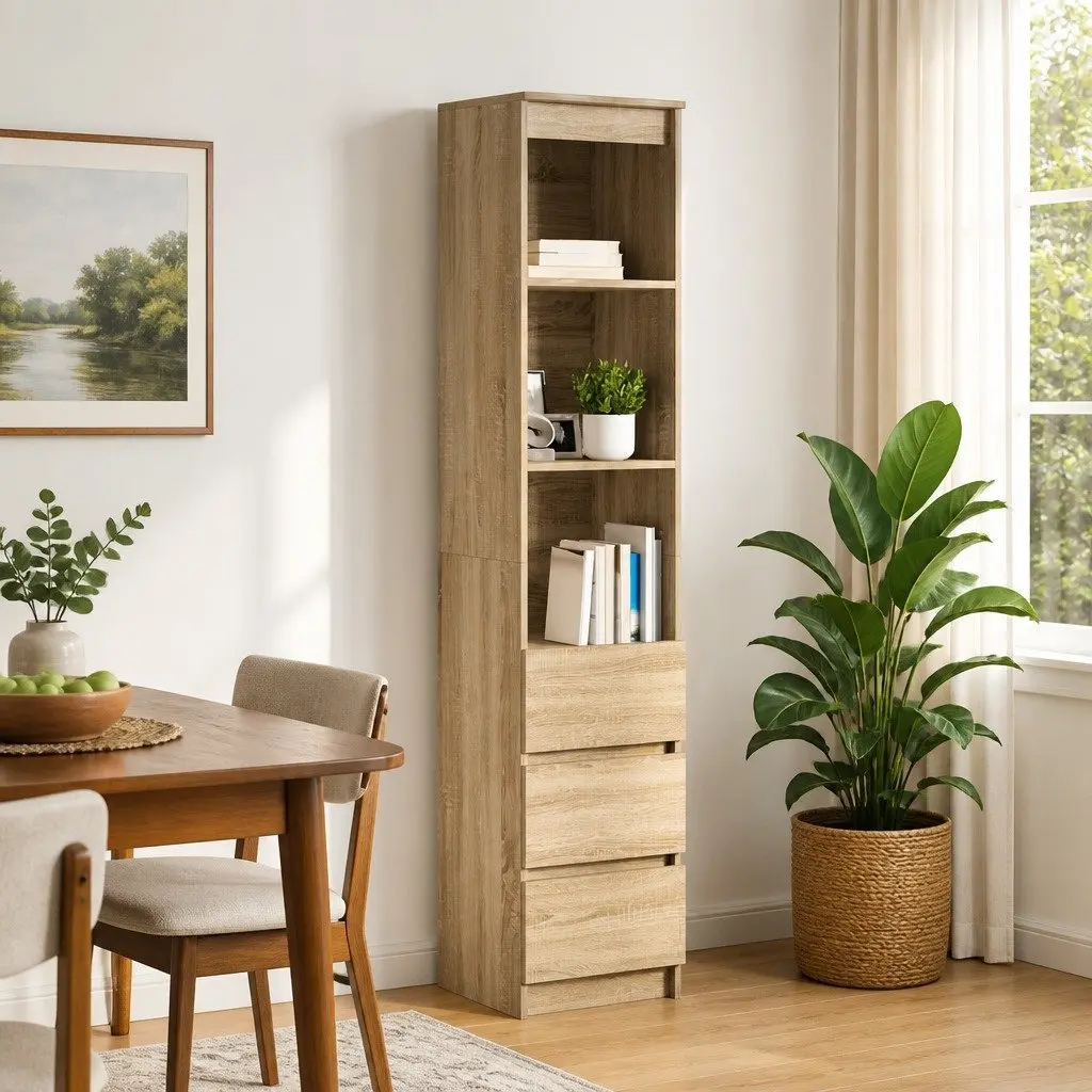 Highboard Storage Cabinet in Brown Engineered Wood
