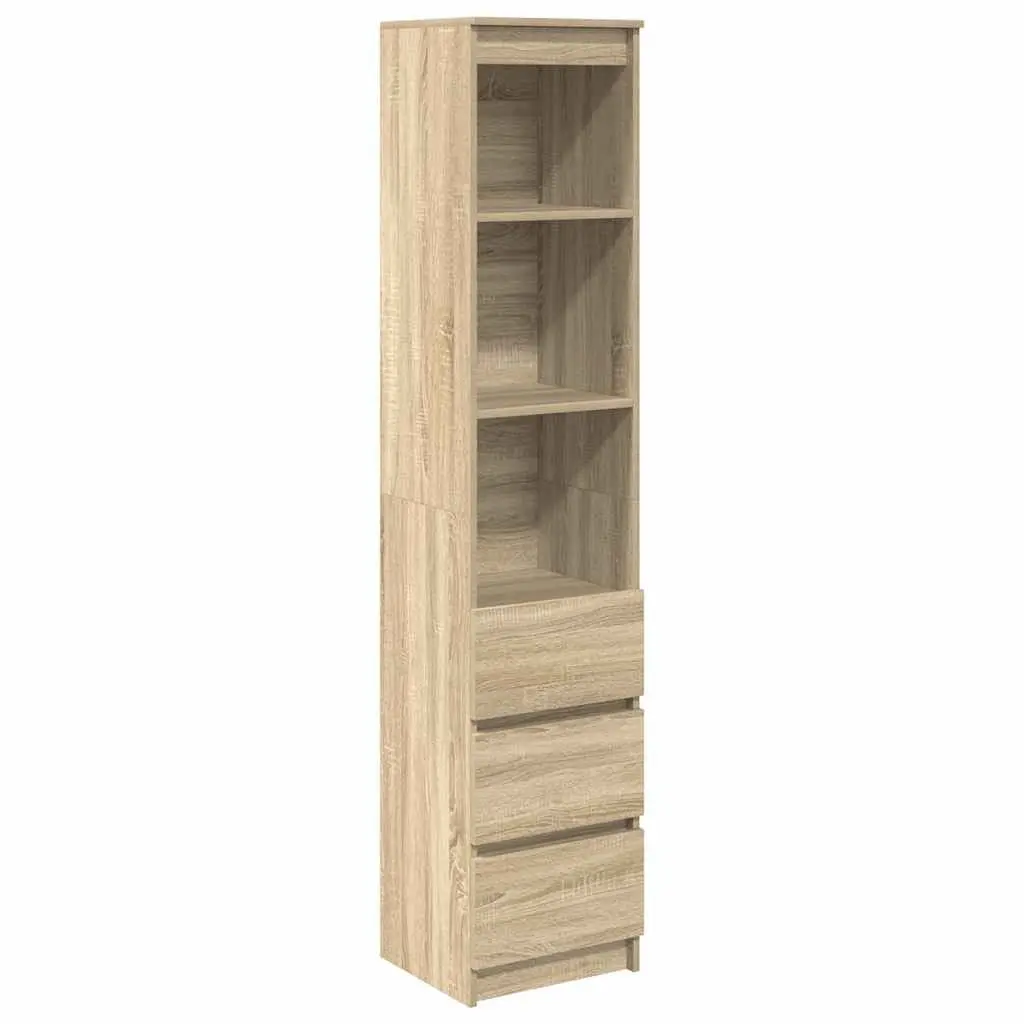 Highboard Storage Cabinet in Brown Engineered Wood