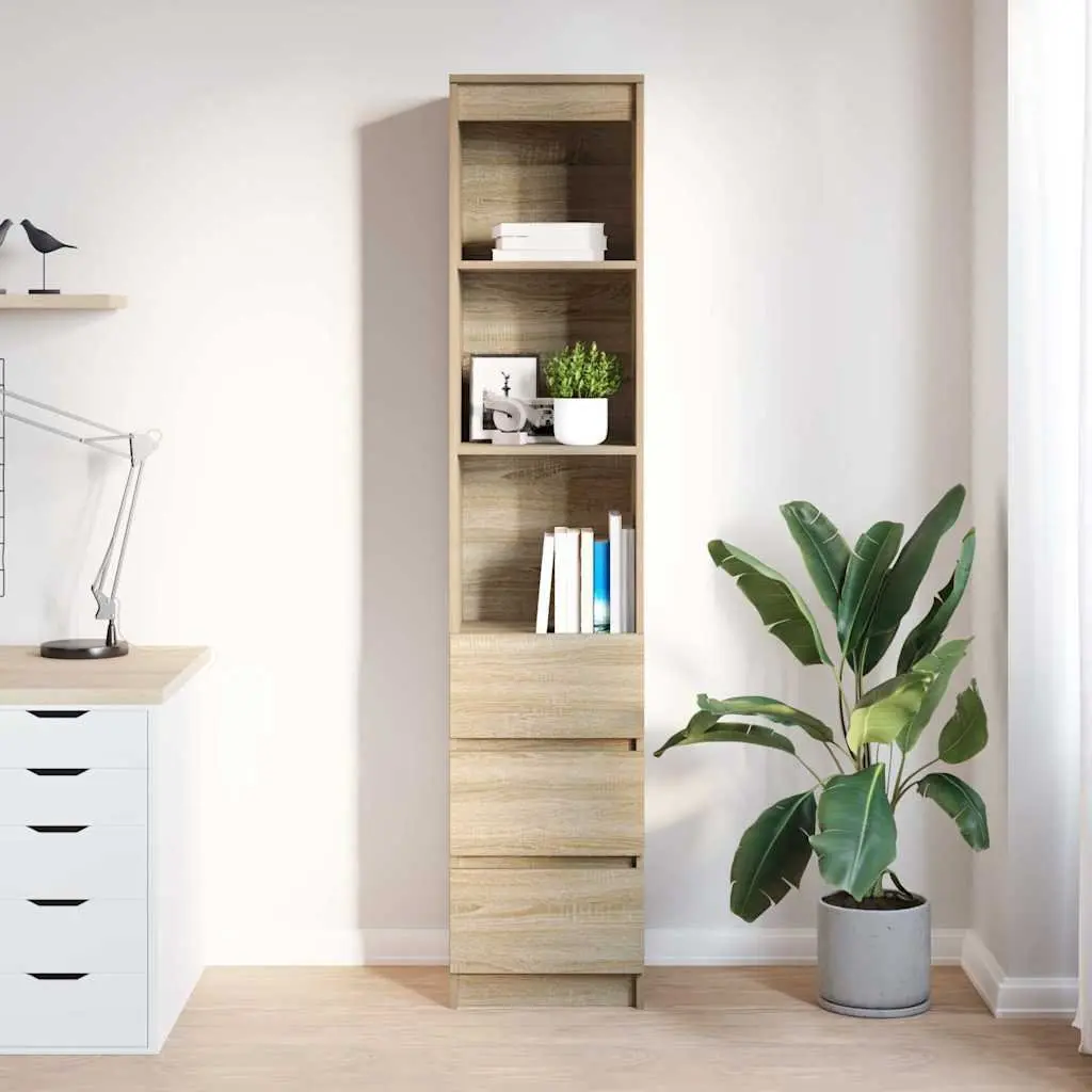 Highboard Storage Cabinet in Brown Engineered Wood