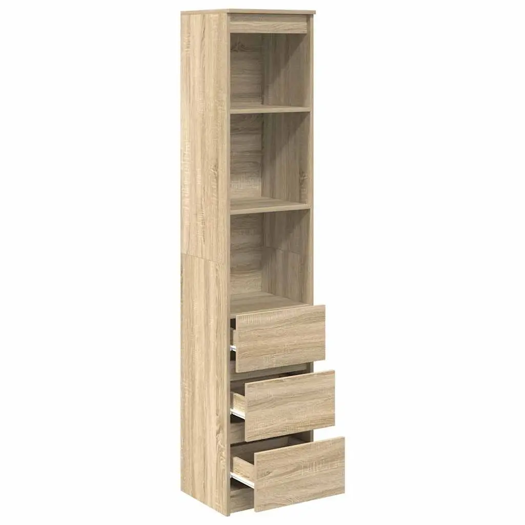 Highboard Storage Cabinet in Brown Engineered Wood