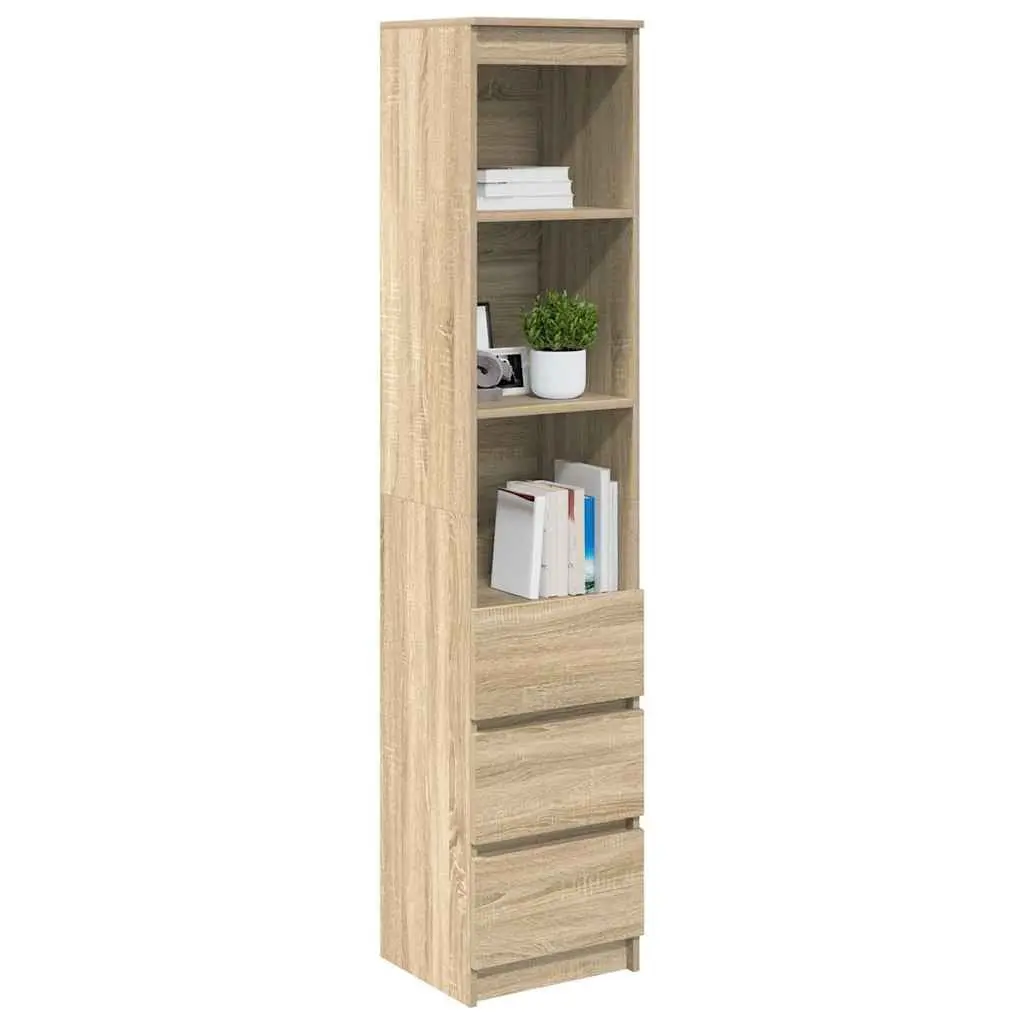 Highboard Storage Cabinet in Brown Engineered Wood