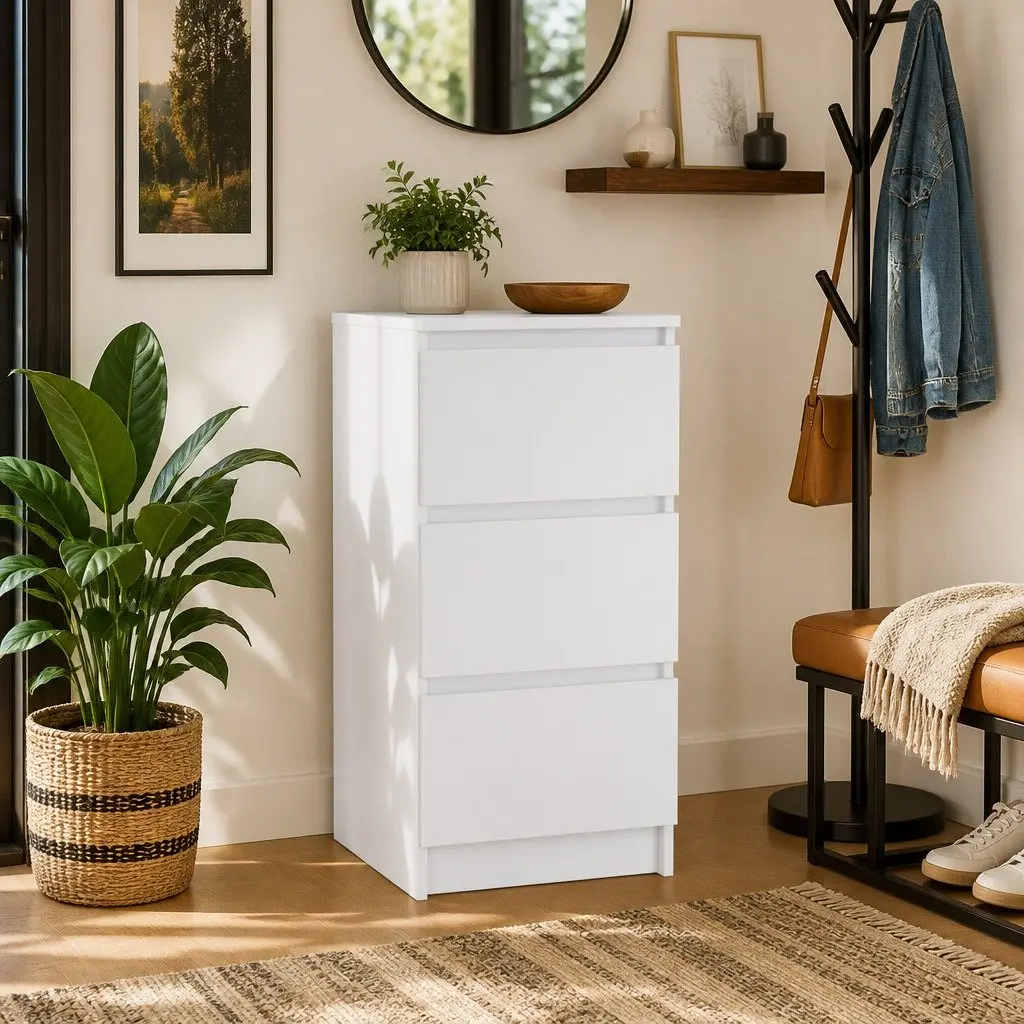 White Sideboard 37.5x35x76cm Engineered Wood Buffet