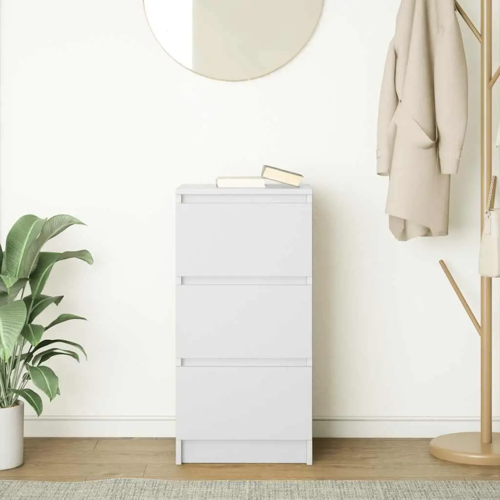 White Sideboard 37.5x35x76cm Engineered Wood Buffet