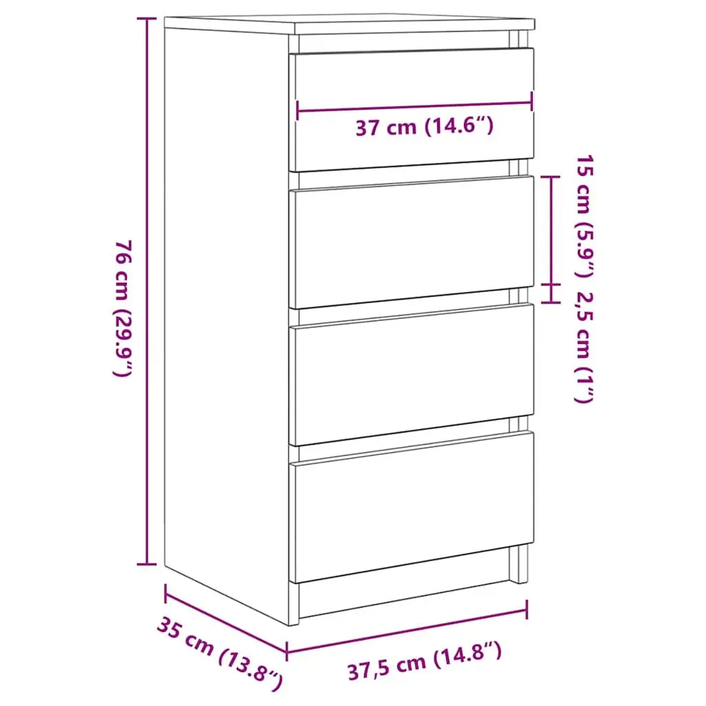 White Sideboard Storage Cabinet 37.5x35x76cm