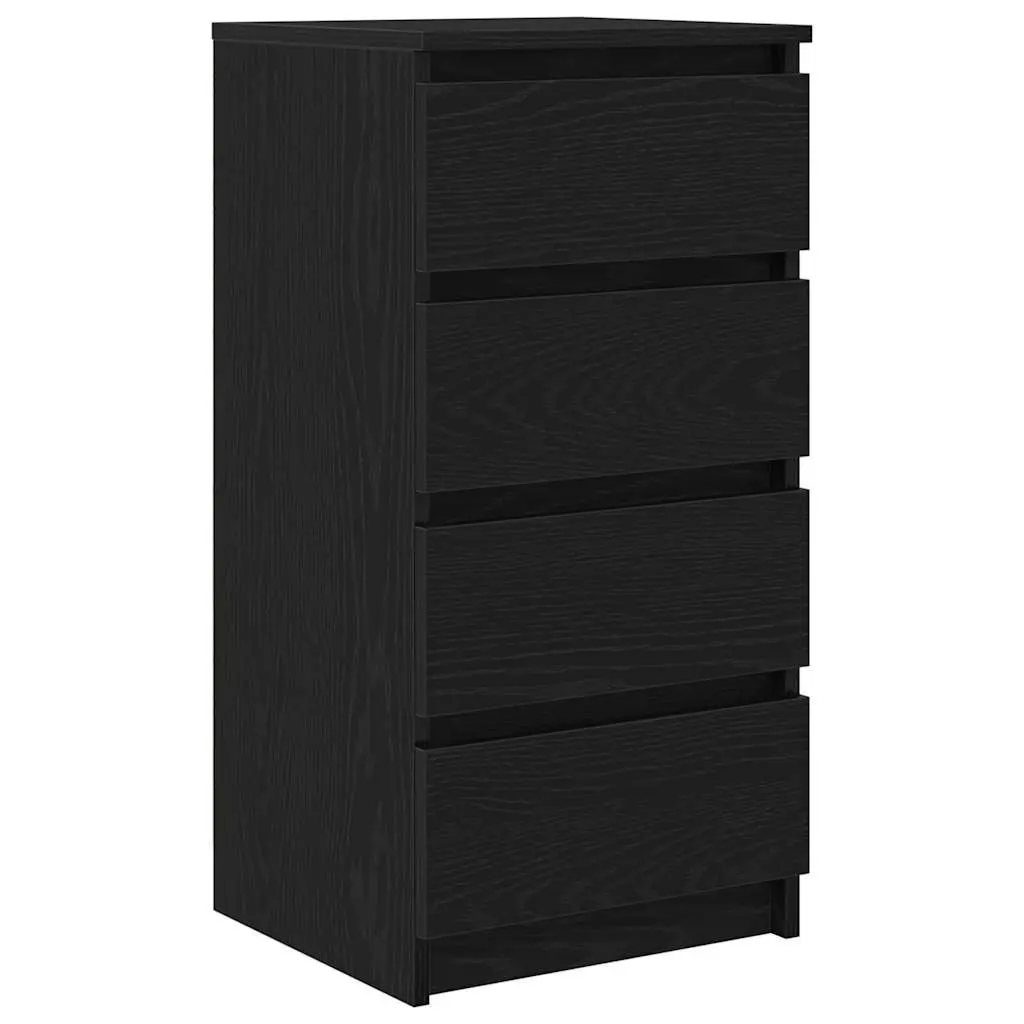 Black Oak Sideboard Storage Cabinet Engineered Wood Buffet 37.5x35x76cm