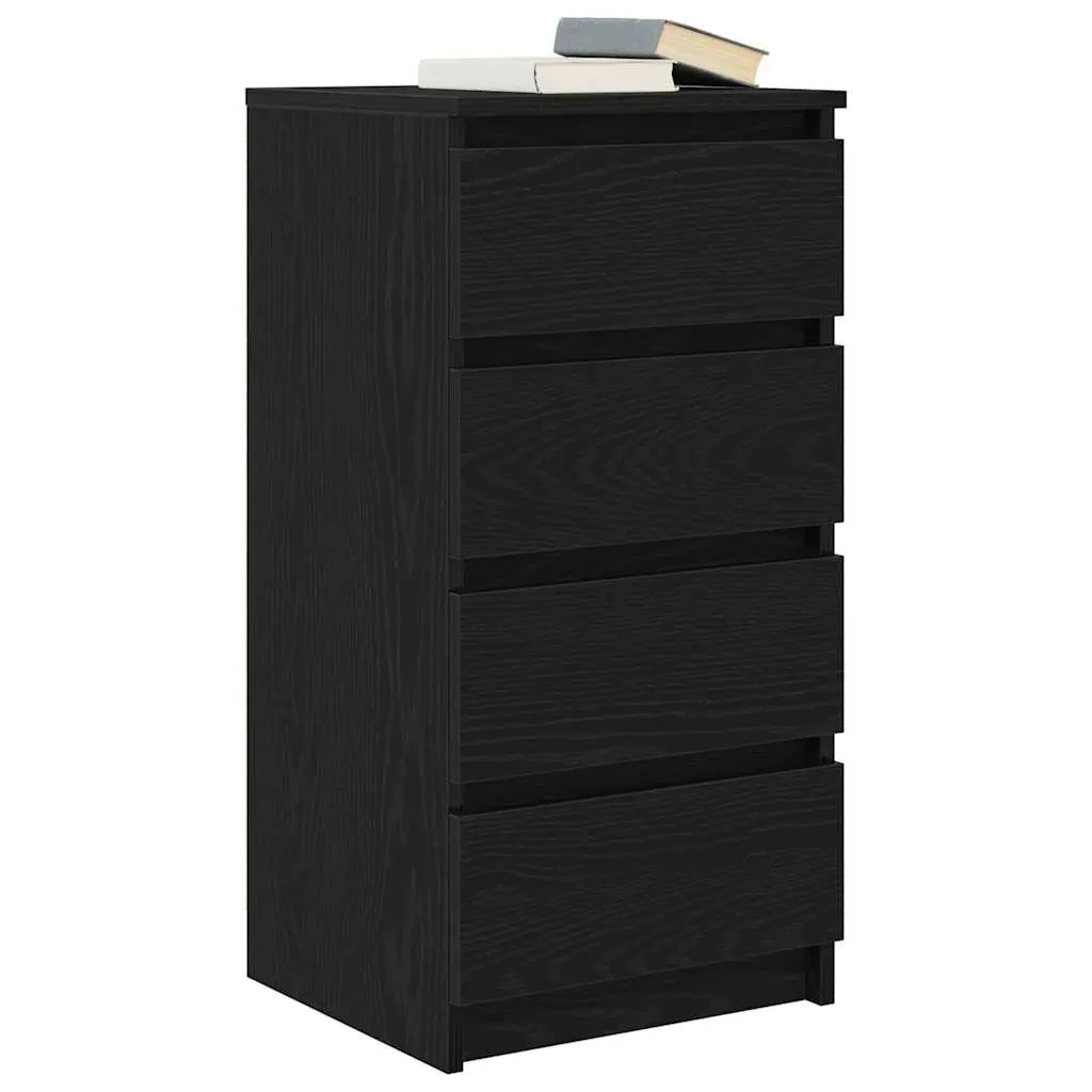 Black Oak Sideboard Storage Cabinet Engineered Wood Buffet 37.5x35x76cm