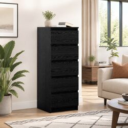 Durable Black Oak Sideboard Storage Cabinet with Drawers