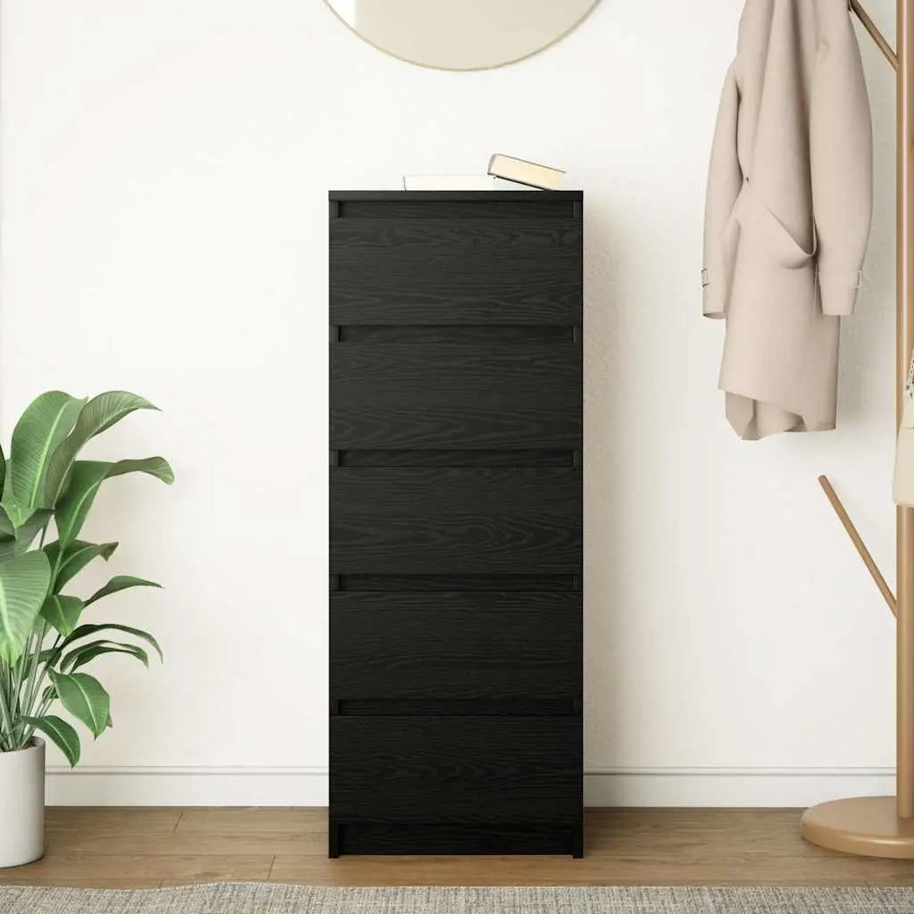 Black Oak Sideboard Storage Cabinet with Drawers