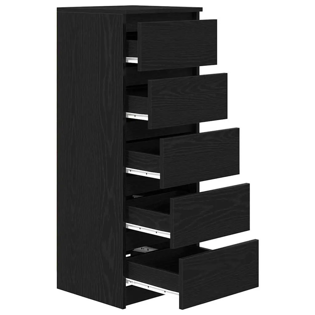 Black Oak Sideboard Storage Cabinet with Drawers