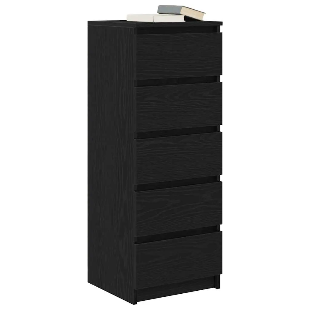 Black Oak Sideboard Storage Cabinet with Drawers