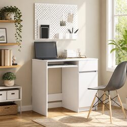Durable White Office Desk with Storage Solutions 86x49x76cm