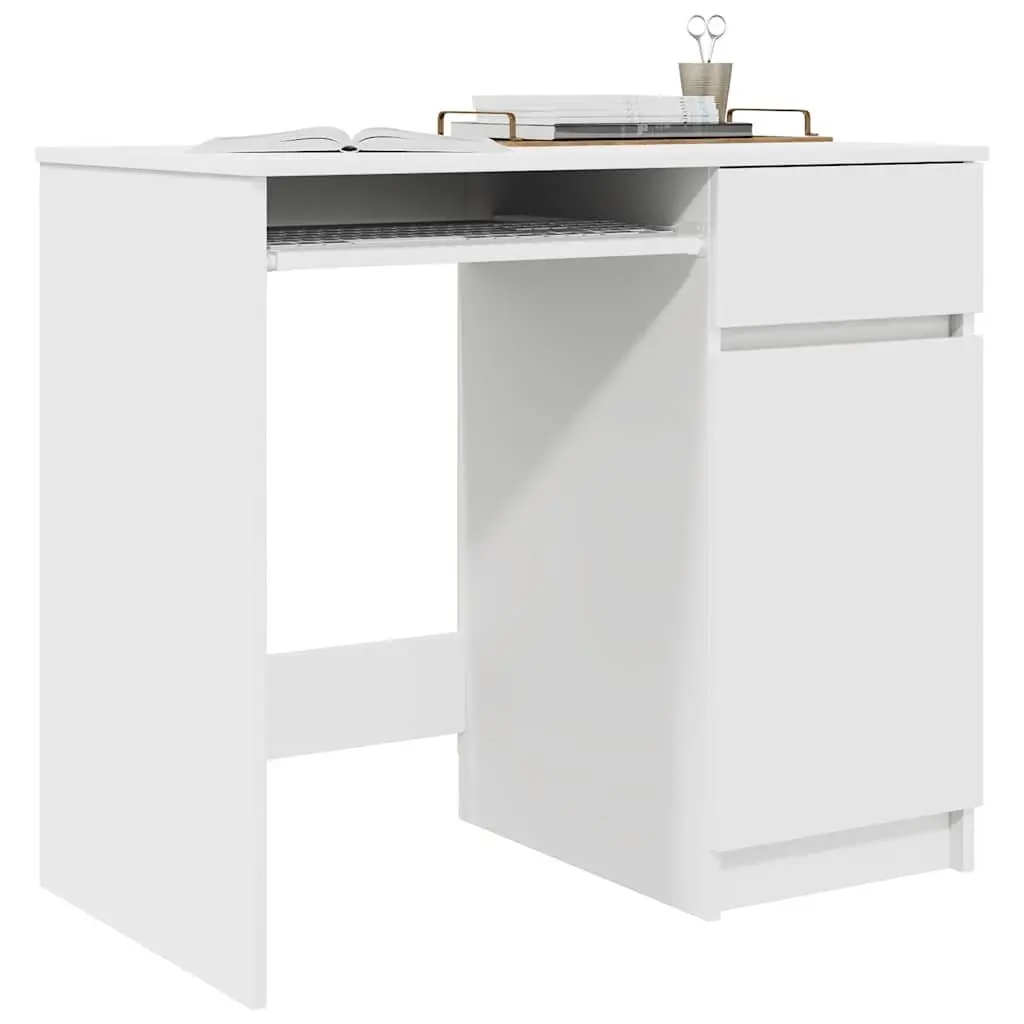 White Office Desk with Storage Solutions 86x49x76cm