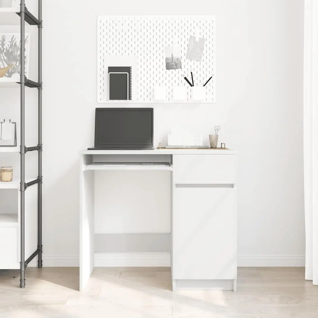 White Office Desk with Storage Solutions 86x49x76cm