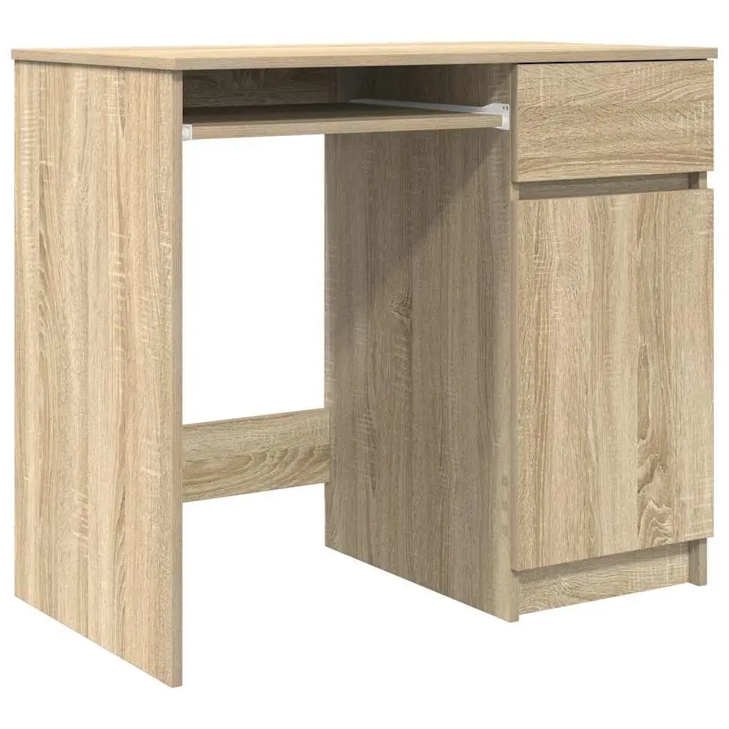 Brown Engineered Wood Office Desk with Storage
