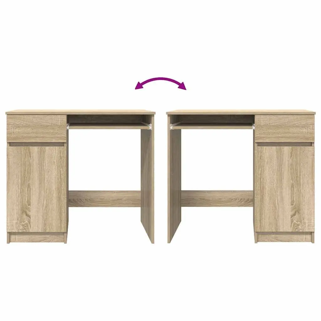 Brown Engineered Wood Office Desk with Storage
