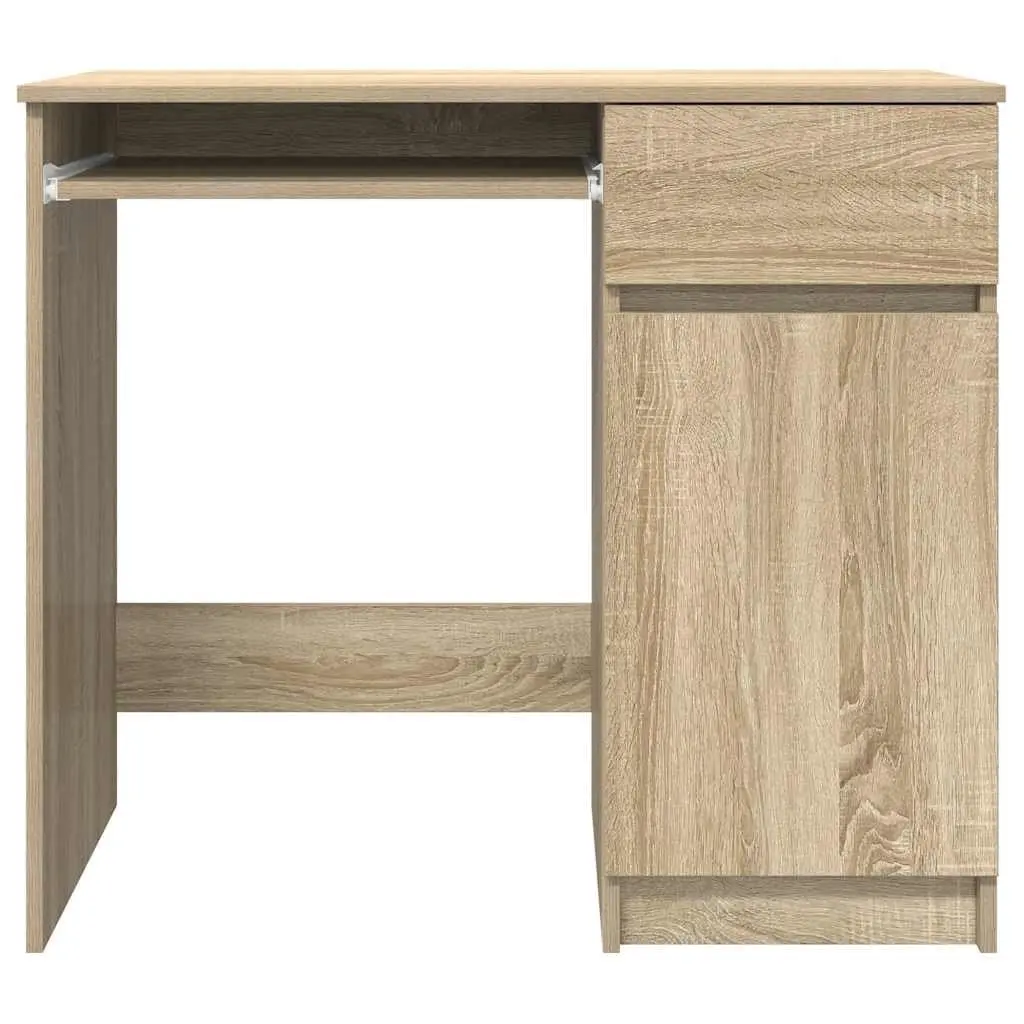 Brown Engineered Wood Office Desk with Storage
